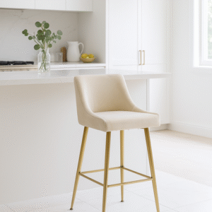 G-Milan Ivory Stool (Gold Legs)