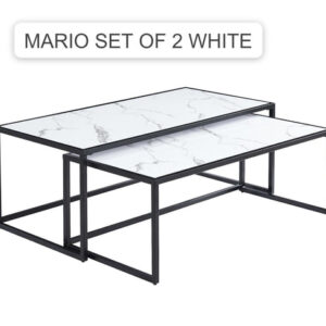 Mario Set of 2 Piece Coffee Table Set In White , Black And Grey