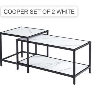 Cooper Set of 2 Piece Coffee Table Set In White , Black And Grey