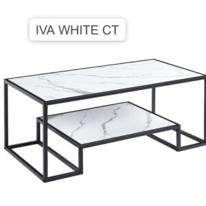 Ivy Coffee Table With Bottom Shelf In White , Black And Grey