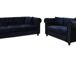 Ocean Black Velvet Sofa