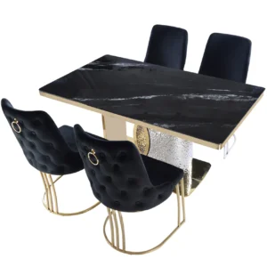 Louis Modern Hammered Design Dining Table, Sintered Stone Top